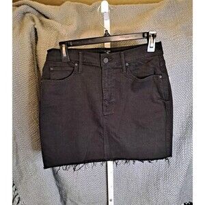 Mother High Waisted Smokin' Dbl Micro Fray Skirt Black Denim Size 33(12)